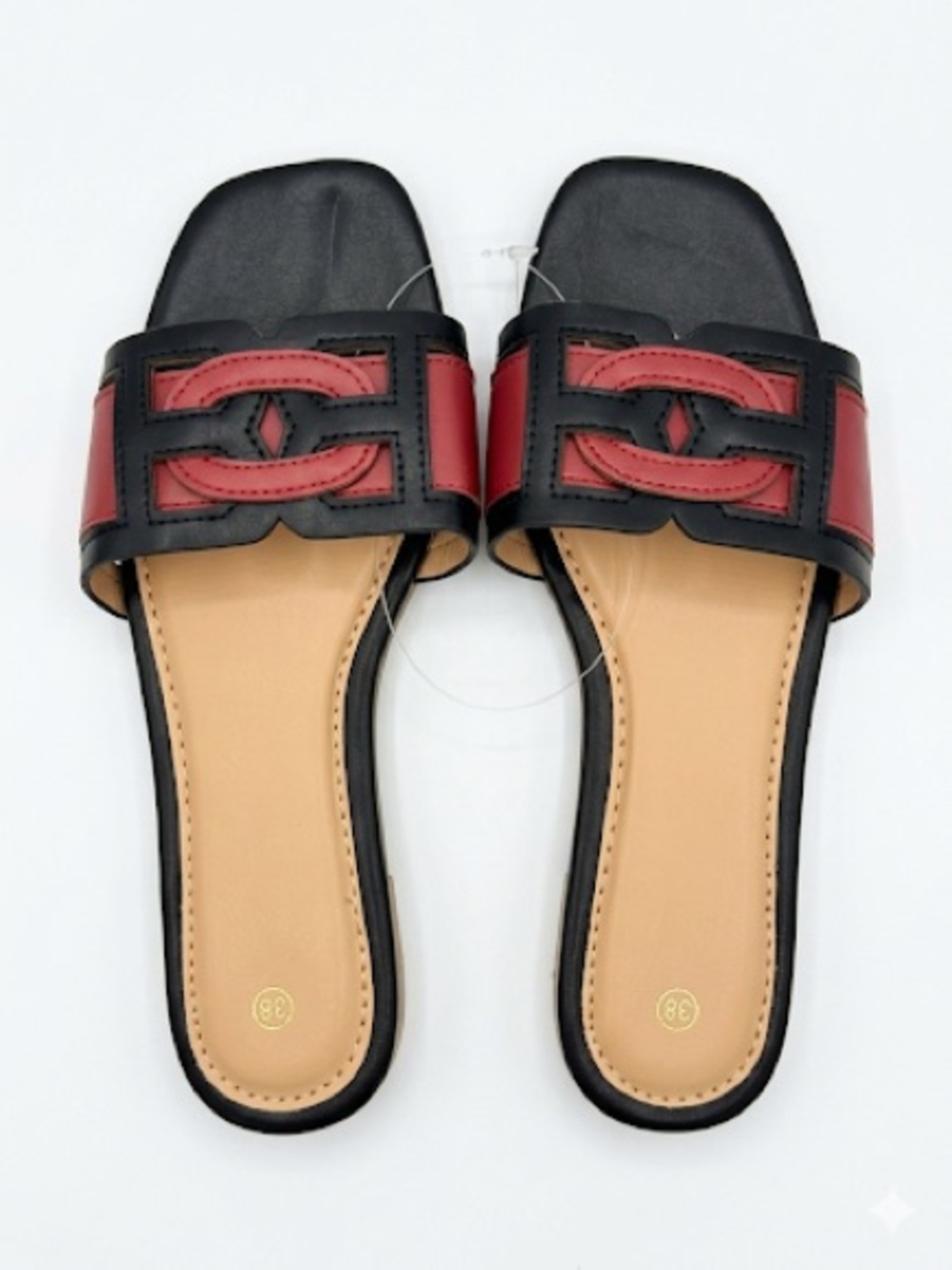 Black & Red Women's Slide Sandals